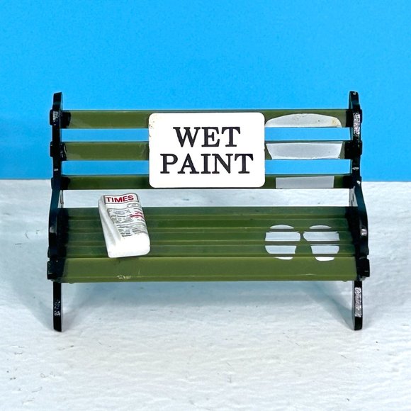 Dollhouse Miniature 2.5" Green Plastic Bench Yard Furniture Accessory WET PAINT - Picture 7 of 7